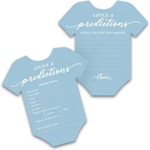 Shower Advice & Prediction Cards - for 50 Guests - Blue Onesie Double Sided Advice + Predictions Cards - Minimalist  Shower Decorations &  for Boys - (Set of 50)