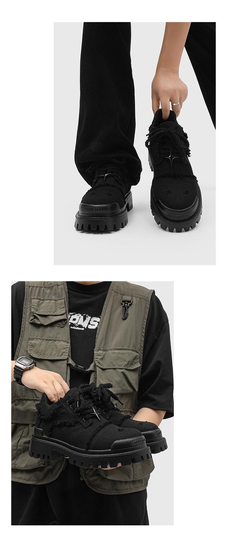 Retro Port Style  Head Leather Shoes, Men's Spring Autumn Chunky Sole Hidden Heel Shoes, Stylist Fashion Casual Shoes