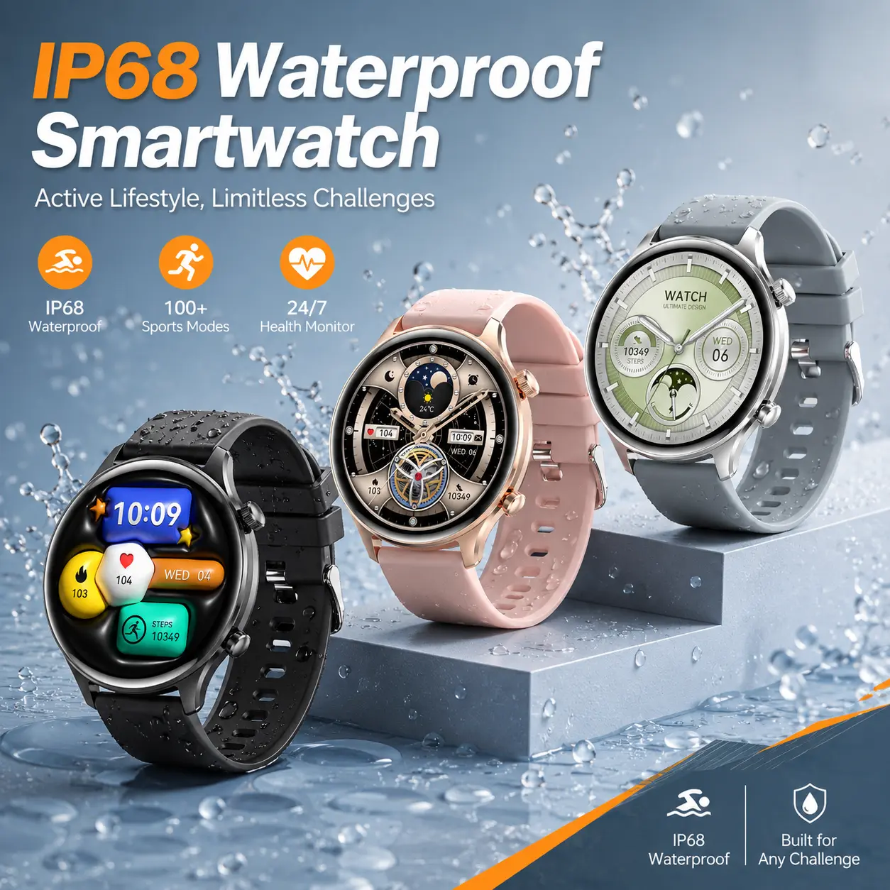HK75 Smart Watch 1.75" AMOLED Screen with Bluetooth Call, IP68 Waterproof Smartwatch for Men Women, 100+ Sports Modes Fitness Tracker Compatible with iPhone Android