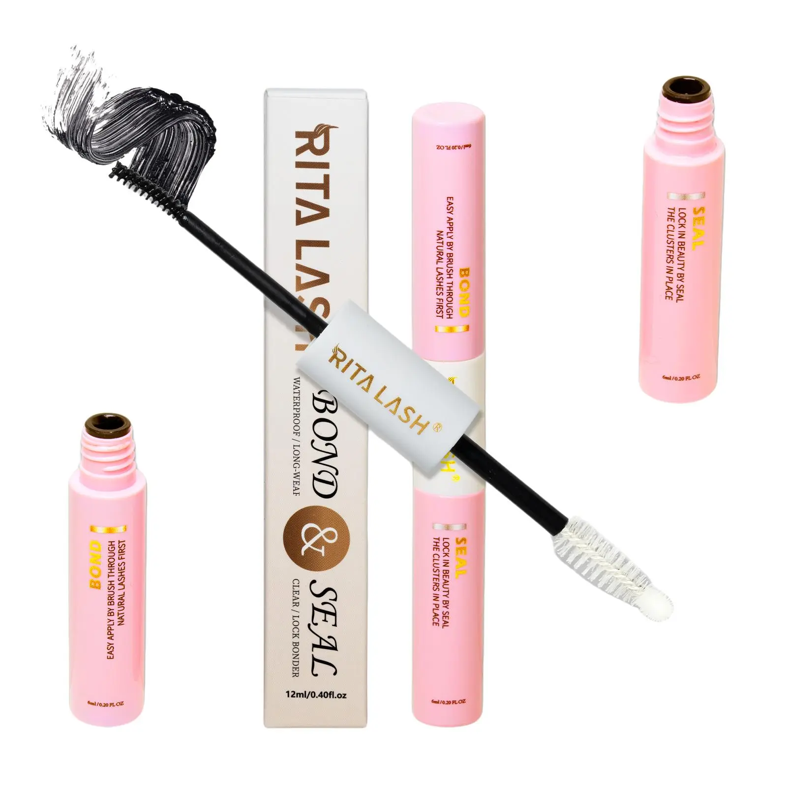 Double-ended False Eyelash Glue for Natural Eyelash Extensions, Quick Drying Self Grafting Eyelash Glue for Individual Cluster Lash, Waterproof Eyelash Bond Glue, Long Lasting, Cluster Lashes Glue, Eyelash Adhesive Glue