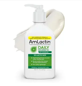 AmLactin Daily Nourish Body Lotion – 12% Lactic Acid, No-Scrub Exfoliator & Moisturizer for Dry Skin, 7.9 oz
