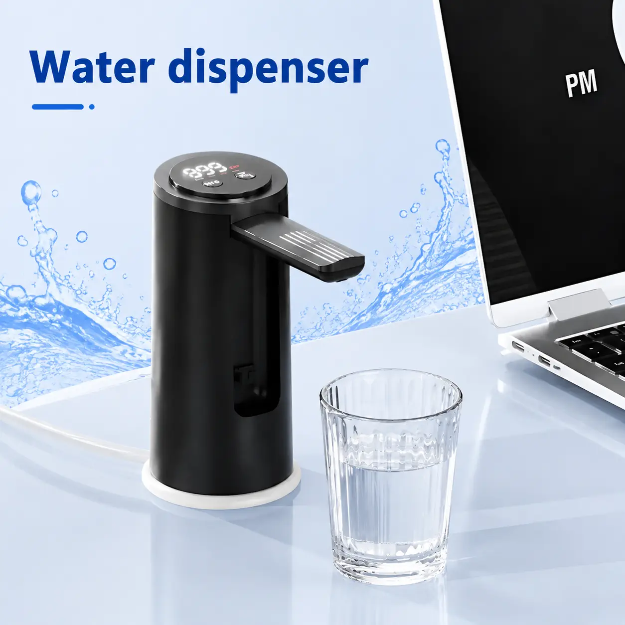Portable Lightweight Cordless Electric Drinking Water Dispenser - Water Machine with Foldable Nozzle, USB Power, 5V Input, ABS Plastic, 4-Level Timer Control, Digital Screen, Child Lock - Ideal for Home, Office