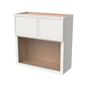 Solid Wood RTA Wall Microwave Open Shelves Cabinet Kitchen Pantry Storage Cabinet Microwave Stand Cabinet with  2 Doors
