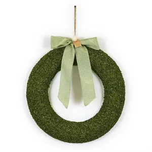20" Preserved Buckwheat Easter Wreath with Gingham Bow
