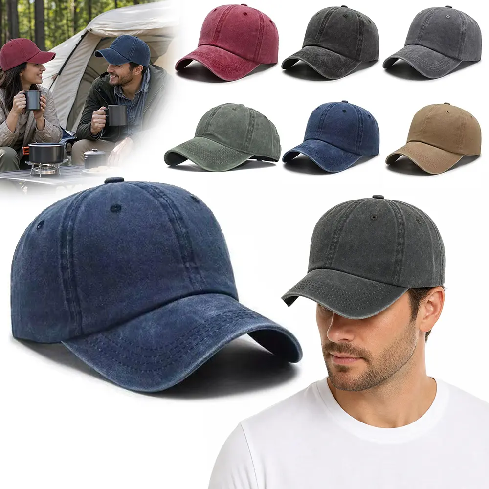 6 pieces of vintage washed cotton baseball caps, adjustable, suitable for both men and women, for daily wear, travel, outdoor activities