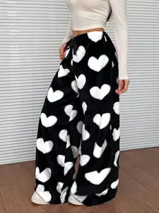 Women's Leopard Print Velvet Wide Leg Pants, Casual Fit Trousers, Casual Fashion Loose Fit, Soft Comfortable Fabric, Perfect for Daily Home Wear