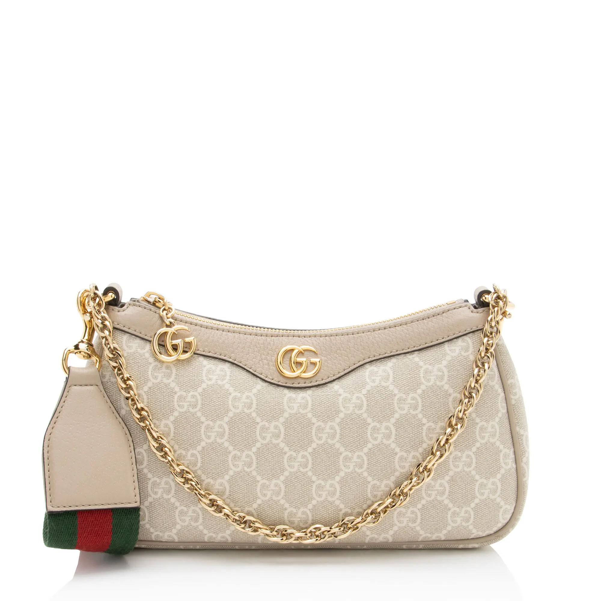 Pre-owned GUCCI Leather Clutches & Wristlets GG Supreme Ophidia Chain Small Crossbody