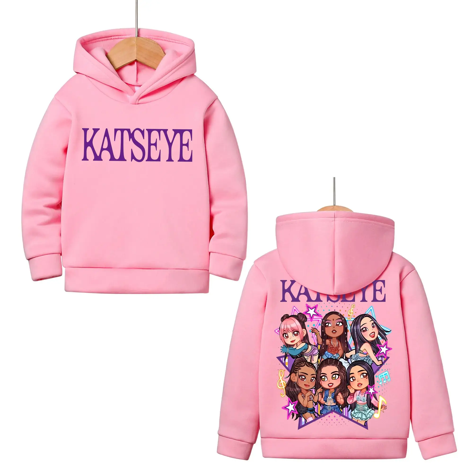 Y2K Hip Hop hoodie KATSEYE hoodie Katseye Merch Double-sided Graphic Sweatshirts Long Sleeve Hoodie  Group Graphic