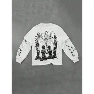 Unisex casual pullover sweatshirt with a child praying print design, made from medium-weight fabric suitable for autumn and winter, featuring a fitted style for men, women, and kids.