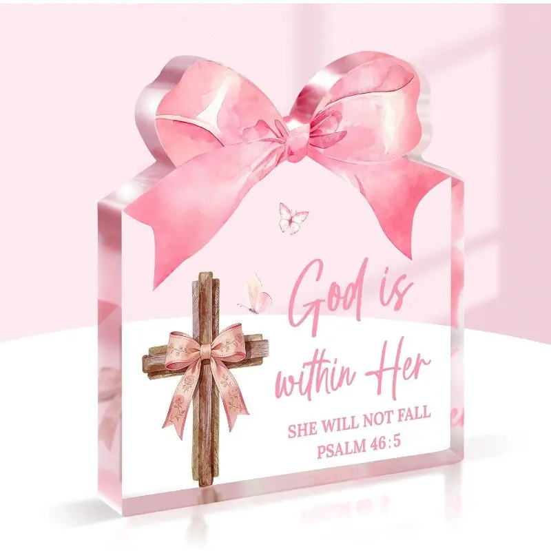 Bow Print Acrylic Plaque, Desk Decorative Sign, Inspirational Encouragement Gift, Office Home Decor, Living Room, Bedroom Decoration, Acrylic Desktop Decoration