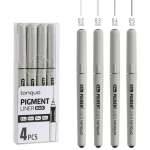 4-Piece Fineliner Pen, Assorted Point Sizes 0.2/0.3/0.4/0.5mm Ultra Fine Tips Pens Bleed Bible Journaling Study Supplies Annotation Smooth Waterproof Micro Line Tip Fineliner Markers Stuff