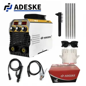 ADESKE MMA-155 Portable Welding Machine – Dual Voltage 110V/220V, 120A Output, Digital Display, Overload Protection, Complete Welding Kit for Home, Auto Repair & Construction