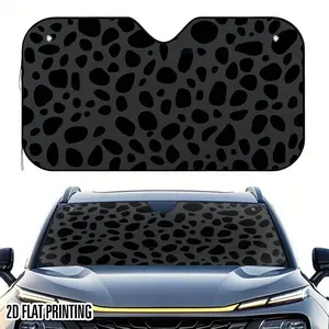 1pc 2D Flat Black Gray Leopard Print Spots Design Car Windshield Sunshade – Keeps Your Car Cool, Includes 4 Free Suction Cups for Easy Installation, Foldable for Convenient Storage, Fits Various Car Models, 2D Flat