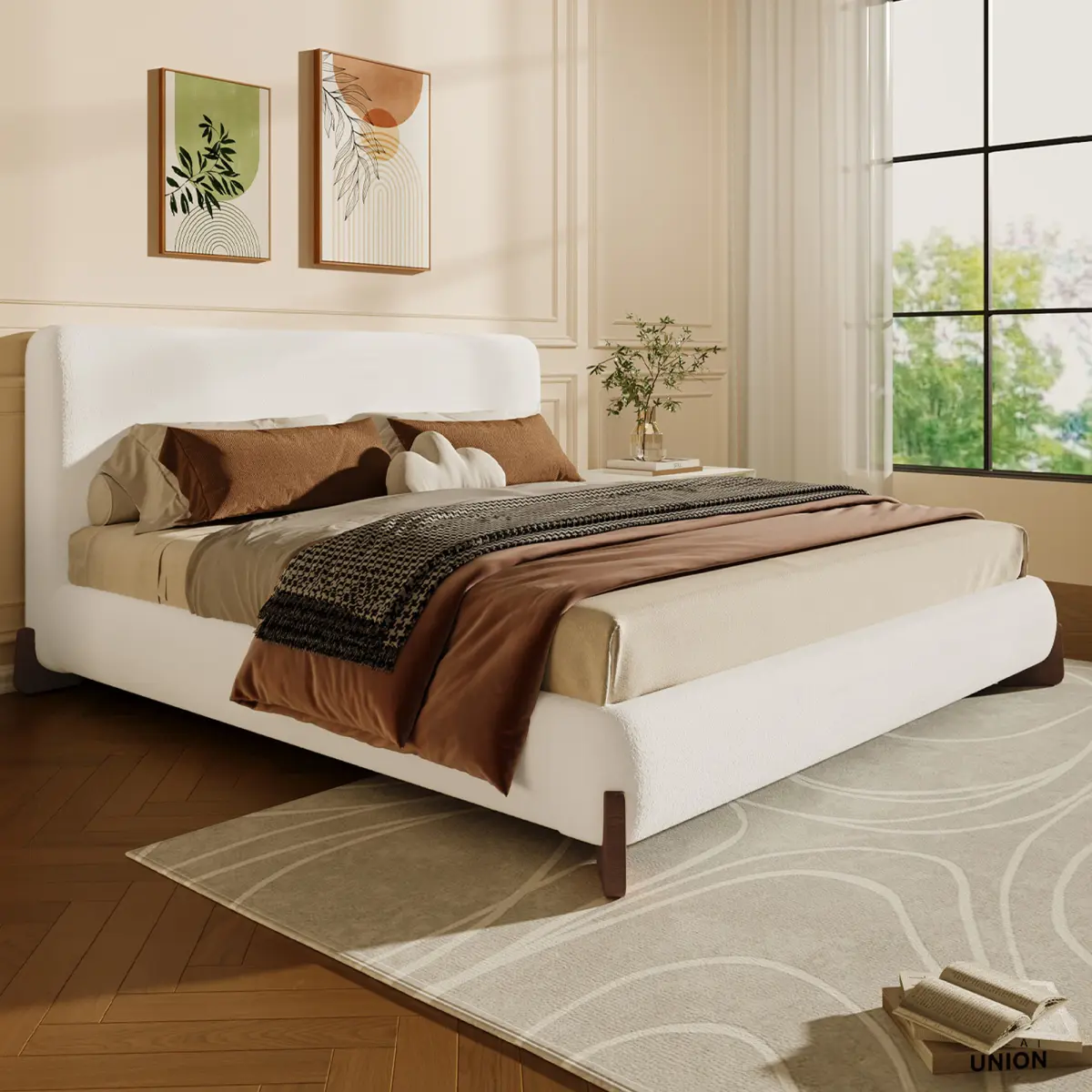 White + Wood+Fabric + Bedroom