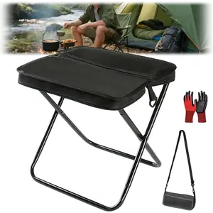 Ultra-Light Portable Folding Stool, Lightweight Folding Stool with Carry Bag, Collapsible Camping Chair with Pocket, Portable Outdoor Footstool for Travel, Hiking, Fishing, Queuing, Picnic, BBQ, Telescoping Stool, Camping Furniture, Outdoor Activities