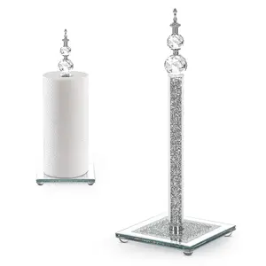Sparkling Crystal Glass Paper Towel Holder - Durable Decorative Holder, Glam Elegant Bathroom Gadget for Kitchen and Bathroom Home Decor