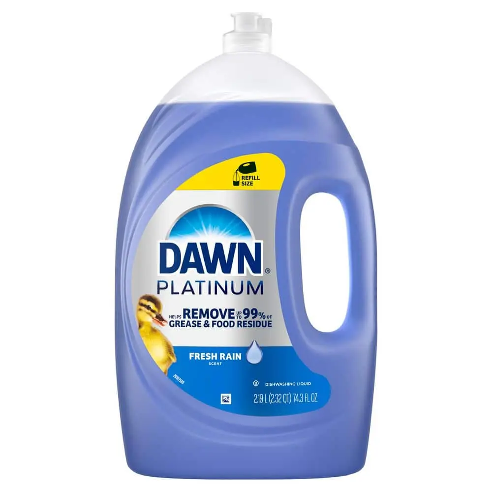 Platinum Fresh Rain Scented Dishwashing Liquid (74.3 oz) - Grease & Food Residue Remover, Odor Eliminator, Bulk Dishwasher Cleaning Product, Home Cleaning Supply for Kitchen Multi-Surface Use