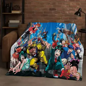 My Hero Academia Bakugo Deku Cartoon Blanket Ultra Soft Plush Flannel Cozy Warm Bedroom Couch Sofa Home Throw Cover Decor Decorative Throw Perfect Birthday  Christmas  for Anime Fans Kids Teens Adults Men Women Plus Ultra Hero Style inspirational gift