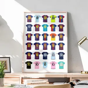 Lionel Messi Poster| Football Wall Art| Messi Soccer Shirt Print| Games Room Man Cave Bedroom Living Home Decor Sports Bar| Football Jersey Poster Multi Color Number 10 And 30 Printed Design Home Decor Wall Art For Sports Fans Bedroom Or Living Room