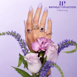 BP February Birthday Ring Collection-Unrevealed fizzable cube. Beautiful Amethyst Stone