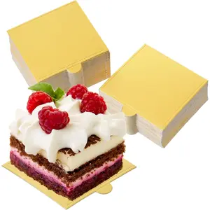 100 count Mini Cake Boards,  Cake Base Paper Cupcake Dessert Displays Trays for Party Baking Decorating (Square)