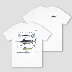 Guy Harvey Fishing T-Shirt HarborLite Tee, Stand Up Offshore Graphic Design with Marlin and Tropical Fish, Lightweight Breathable Fabric, Short Sleeve Comfort Fit for Men, Perfect Gift for Saltwater Fishing Lovers