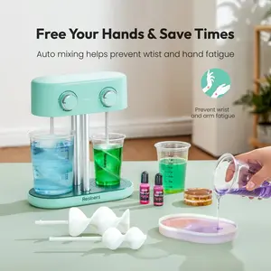 Resiners Dual-Head Resin Mixer, Rechargeable Epoxy Mixer, Stepless Speed & Minimum Bubbles, Electric Stirrer Paddles for Resin, Adhesive Tape For DIY Crafts Scrapbooking