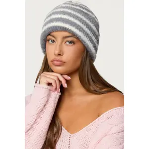 Striped Fuzzy Knit Beanie Striped Fuzzy Knit Beanie