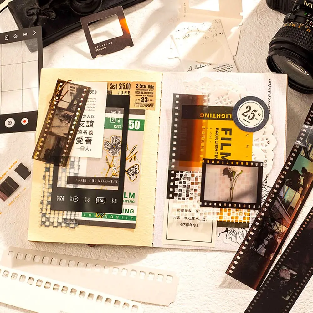 94 Pcs Decorative Film Stickers Crafting Kit, Movie Artistic Film Strip Photo Frame for Scrapbooking Supplies, Journal DIY Projects, Decorative Sticker