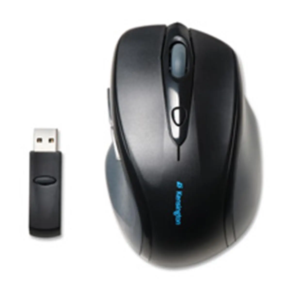 Kensington Ergonomic Cat Toy Mouse - 2.4GHz Wireless, Full-Size Ergo Shape, Scroll Wheel, USB Receiver, Rubber Grip, HD Sensor, 3.5in x 5.25in x 1.75in, Black, AA Batteries (KMW72370)