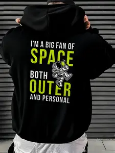 Astronaut Graphic Hoodie, Unisex Outer & Personal Space-Themed Design, Fitted Style for Fall/winter, Ideal for Outdoor Leisure