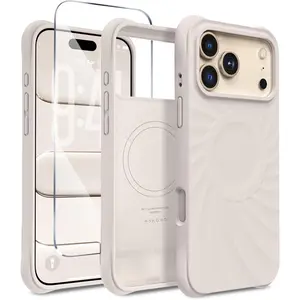 Magnetic for iPhone 17 Pro Max Case 6.9" Compatible with MagSafe Integrated Silicone Camera Control Cover Screen Protector 2X MIL-STD Drop Protection for 17 ProMax Case Stone