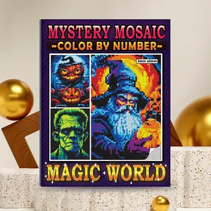 Magic World Style Adult Coloring Book, Mystical Mosaic Design, Mosaic Patterns, Mystery Mosaic, Single Page Digital Art Therapy, Relaxing Activity for Grown-Ups