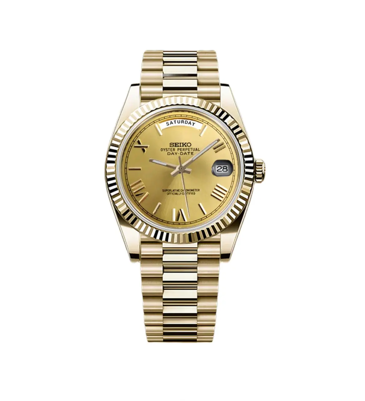 Seiko Day-date Yellow Gold Mod Watch