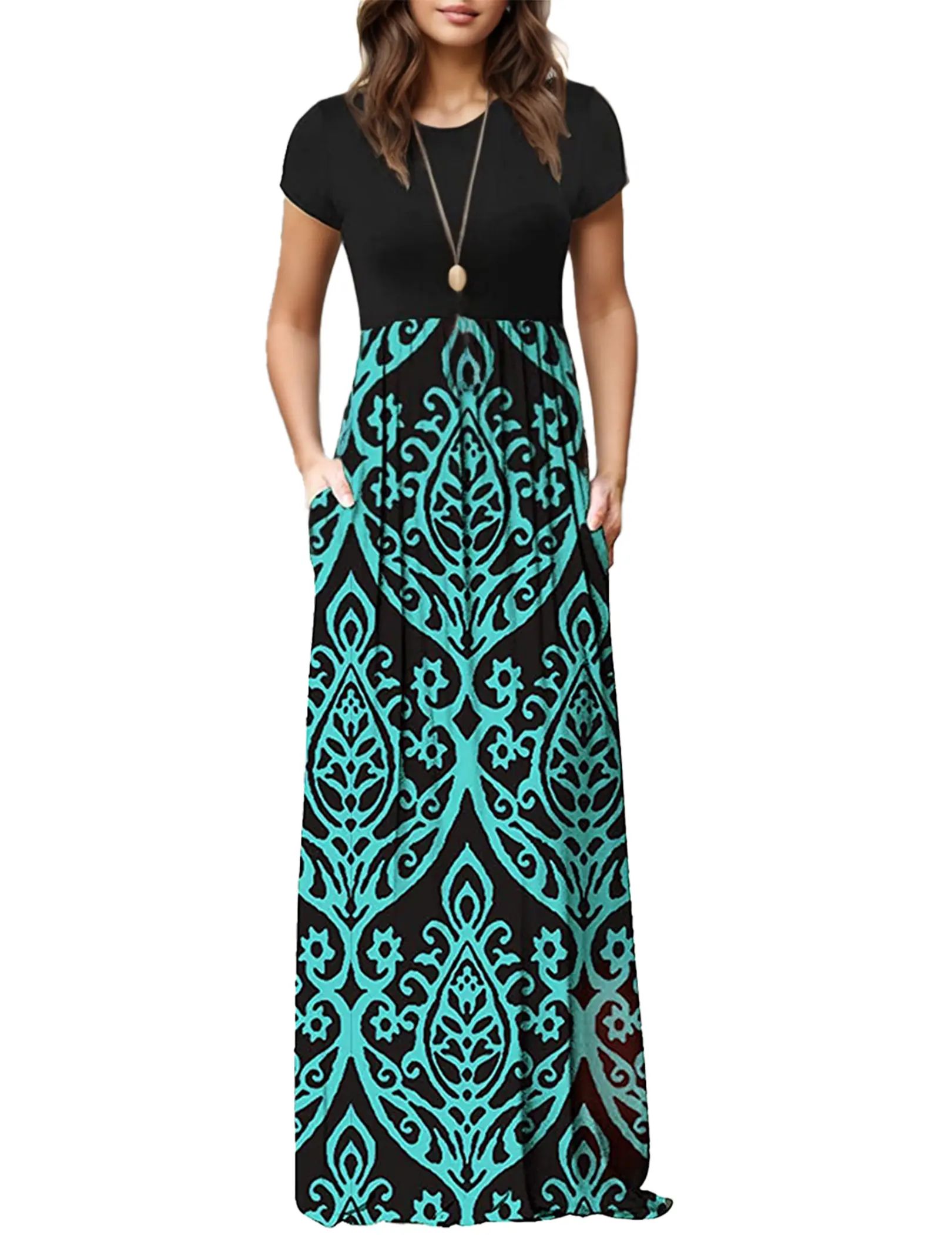 slim fit dress slacks Ellianna Floral Maxi Dress in Green main image 1