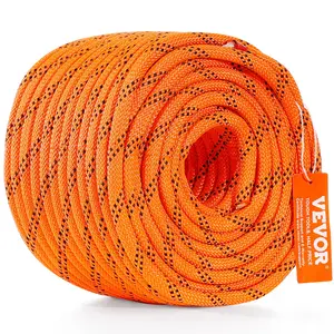 Dual-Weave Polyester Cord, 3/8 inch by 120 feet, 48-Strand, 4000 Pound Tensile Strength, Multi-Use Rope for Arborist Activities, and Outdoor Adventures, Orange/Black