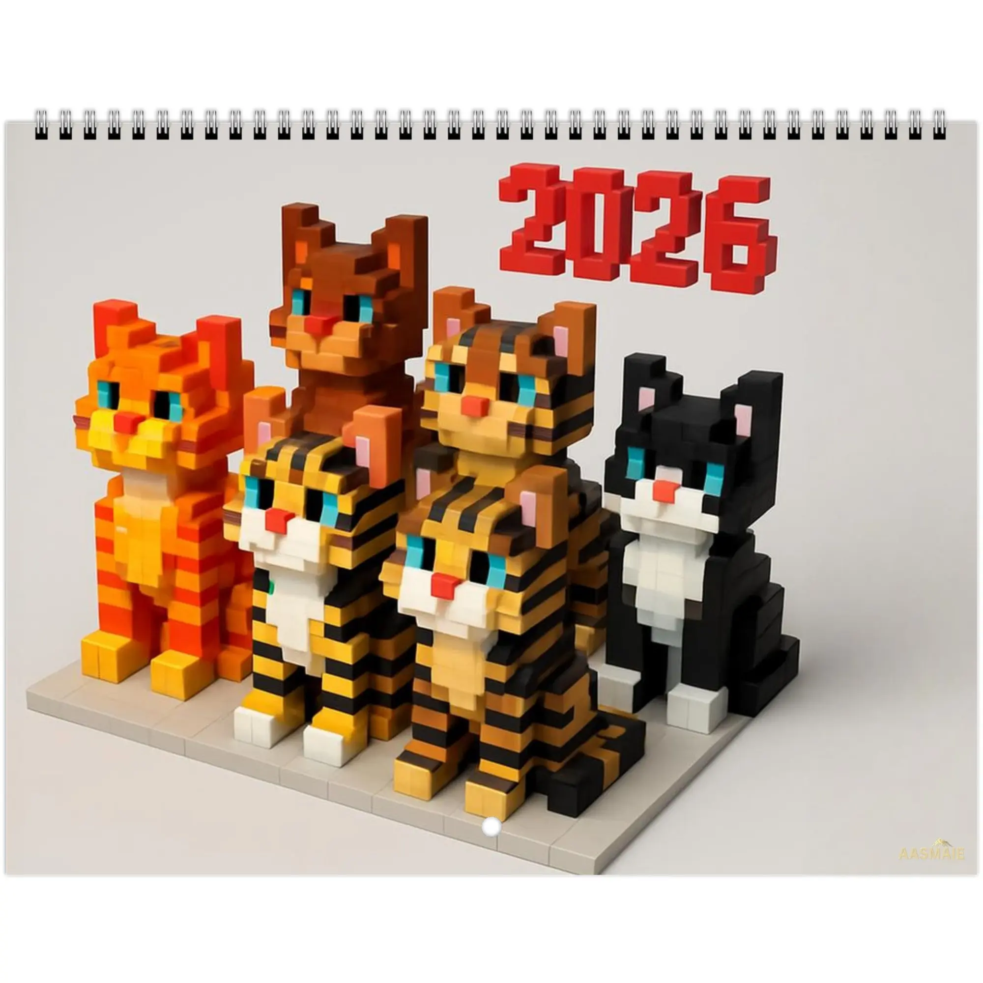 Cute Kitten Building Blocks Wall Calendar 2026 (US & CA)