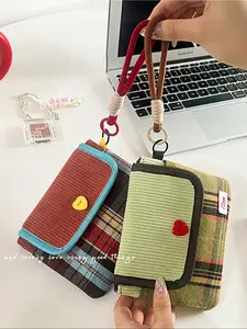 Multifunctional Sanitary Napkin Storage Bag, Small Square Pouch, Japanese Sweet Corduroy Cosmetic Wash Bag, Portable Large Capacity