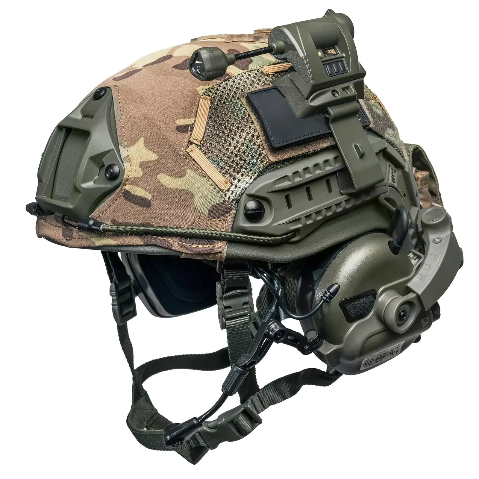 Tactical 4-Piece Kit with Headset & Helmet Light MilSim Outdoor Training Cosplay Gear