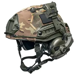 Tactical 4-Piece Kit with Headset & Helmet Light MilSim Outdoor Training Cosplay Gear