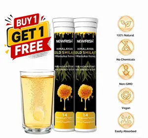 Newrish Pure Himalayan Shilajit Effervescent Tablets - 100% Natural Manuka Honey - Boost Energy and Endurance - Sports & Fitness - Buy 1 Get 1 Free