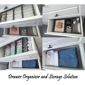 Sock Drawer Organizer 3 Pack - Collapsible Fabric Storage Bins for Underwear Divider, Small Closet Organizers with 3 Compartments, Gray