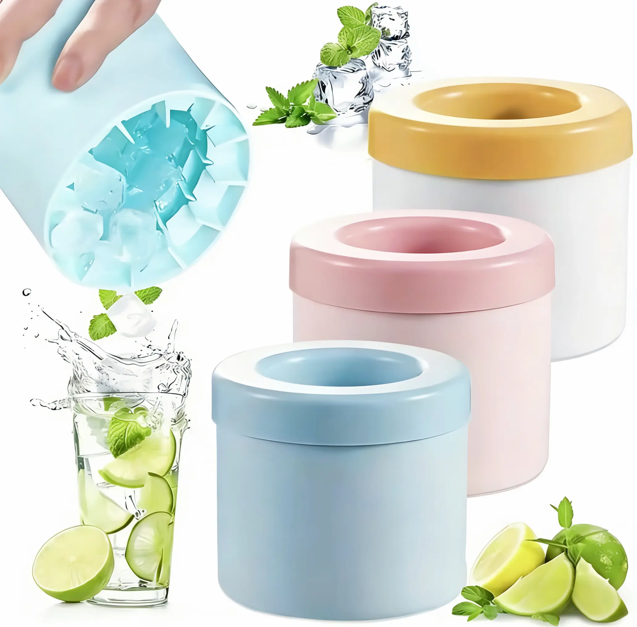 Silicone Cylinder Ice Tray — Stackable mini ice molds for perfectly chilled beverages. Easy-release design for refreshing drinks. Reusable ice cubes for drinkware, tableware, and summer essentials.