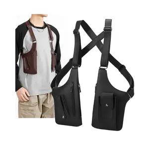 Double Shoulder Armpit Bag for Men, Concealed Hidden Adjustable Strap Design, Multi-Pocket Waterproof Wear Resistant Breathable Lightweight Tactical Crossbody Holster Pack for Outdoor Camping Hiking Business Casual Daily Travel,cool christmas gifts