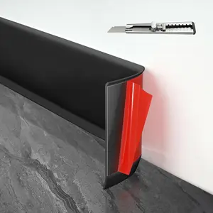 Baseboard Trim,4 Inch(W) x 40 (L) Peel and Stick Flexible Baseboard Molding Trim, Self Adhesive Vinyl Baseboard Cove Base, Base Boards for Walls with 1 count Utility ,Black
