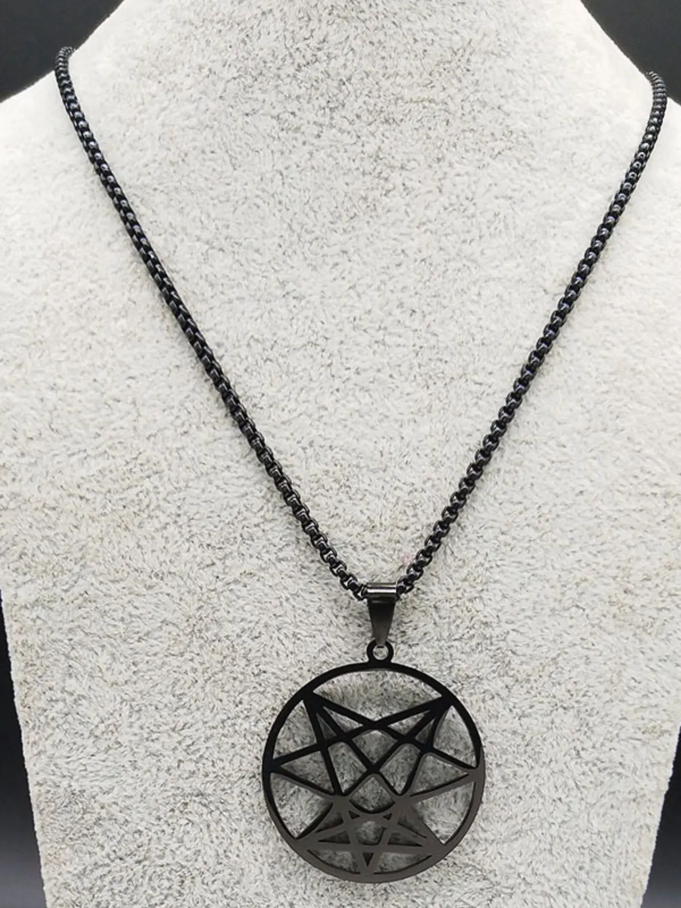 Nine Angles Satan Hidden Black Stainless Steel Pendant Necklace