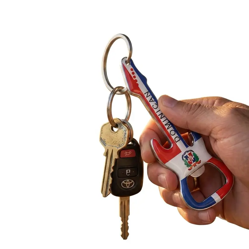 Dominican Key Holder Flag Key Chain  Key Ring Dominicana Bottle Opener NEW