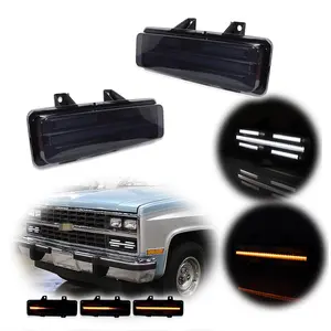 2pcs Smoked Switchback LED DRL Signal lamps Lights For Chevy GMC Van Jimmy Pickup Truck,Replace OEM GMC 5975227 5975228 GM2520130, GM2521130