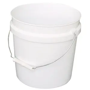 Case of 6 2 Gallon Reinforced White Bucket with Handle Made in the USA Plastic