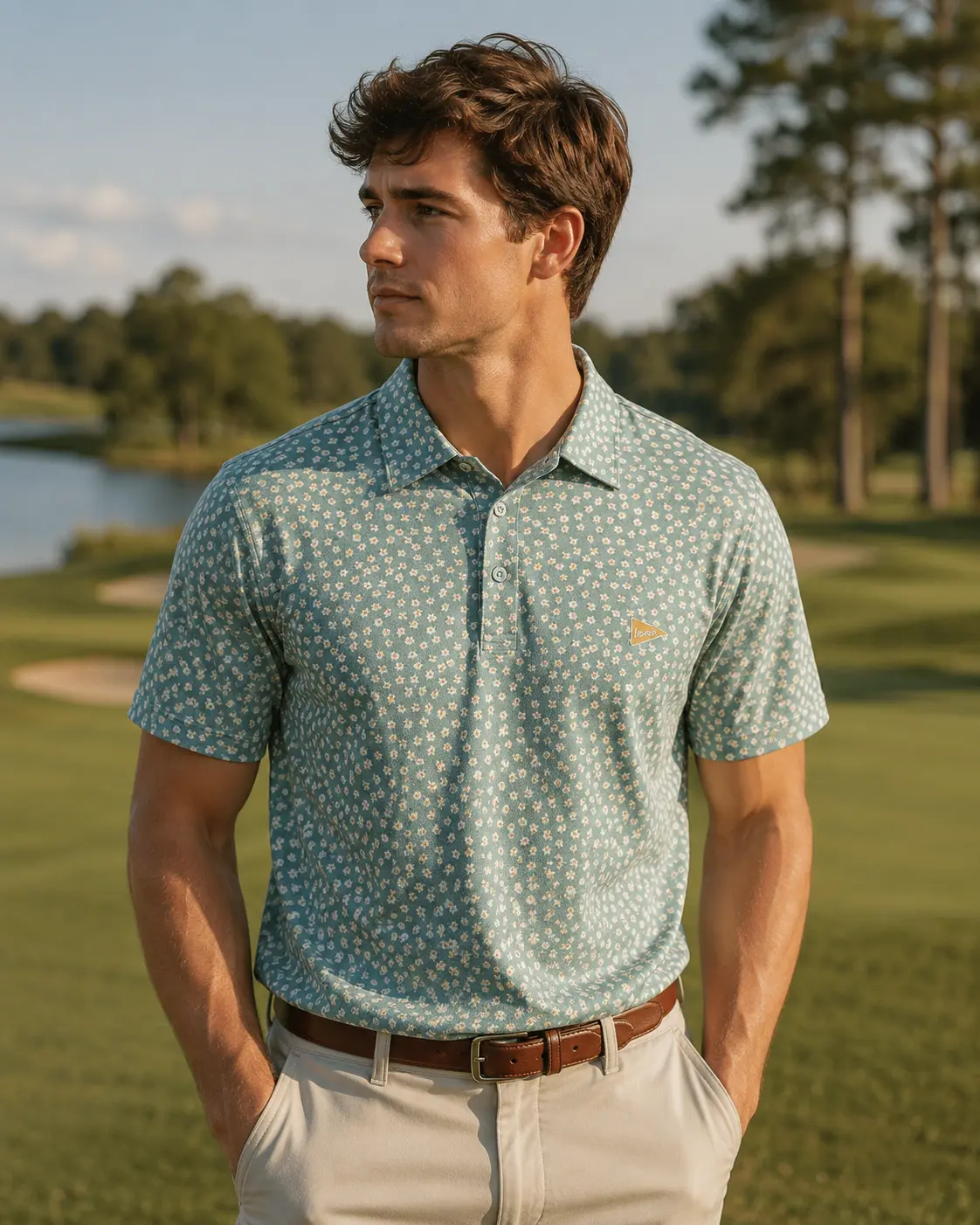 The Green Magnolias Polo Shirt, Men's Short Sleeve Performance Polo, Golf Polo Shirt, Men's Short Sleeve Polo, 3D All Over Print Shirt, Gift For Men